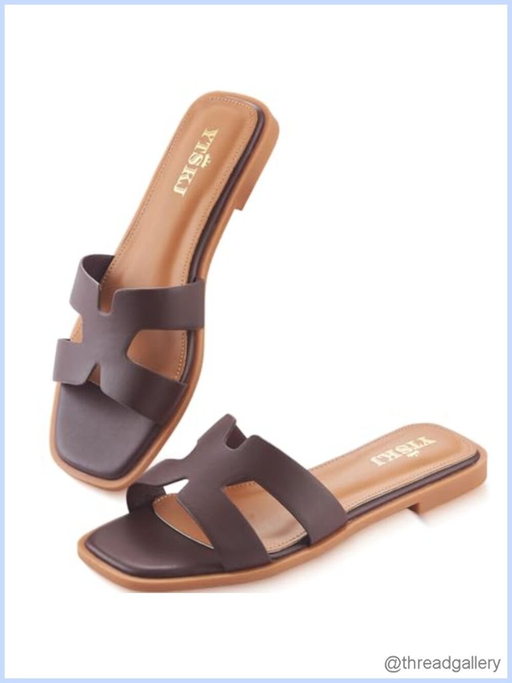 Women's Faux Leather Slide Sandals Flat Open Toe Slip On Comfortable Summer